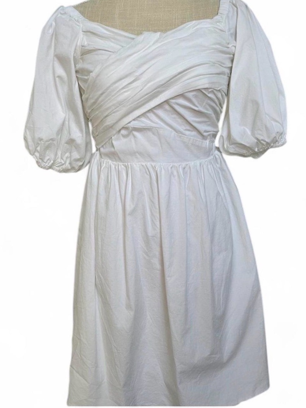 Express White Puff Sleeve Cotton Mini Dress